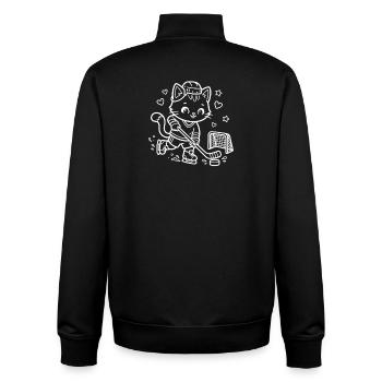 Joueur de hockey sur glace des Kawaii Cat - Sweat zippé unisexe en coton bio Stanley/Stella - noir - Dos - AI Model Male 185 light (185cm)