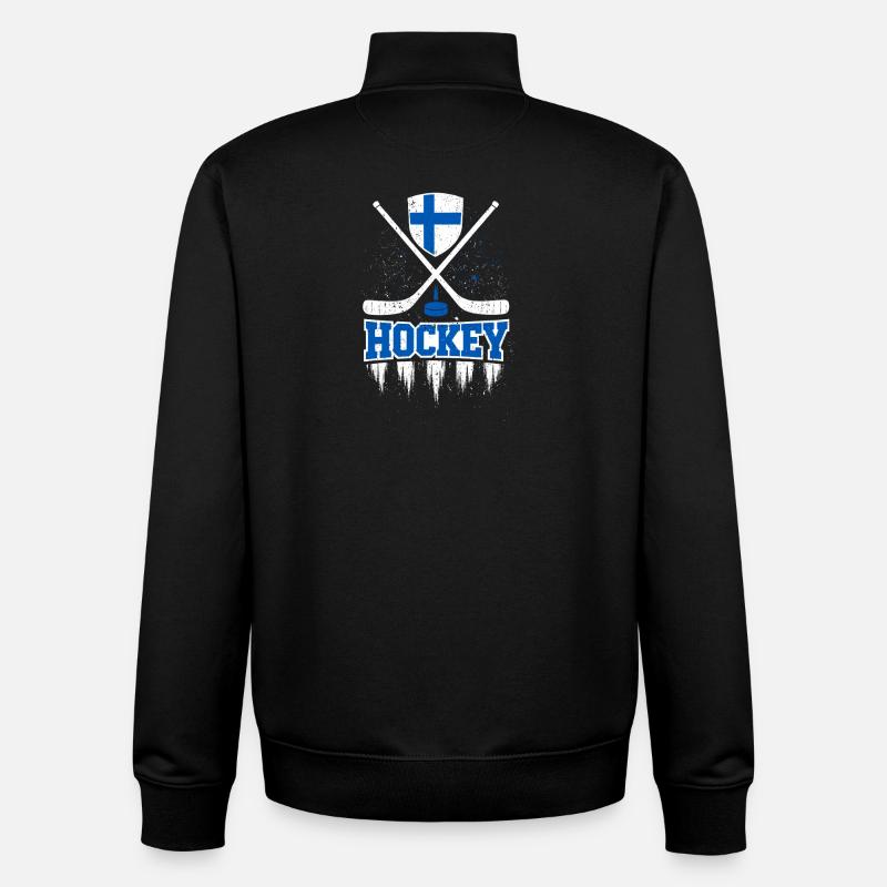 Finnish Hockey Shield Graphic - Unisex Organic Zip Sweatshirt by Stanley/Stella - black