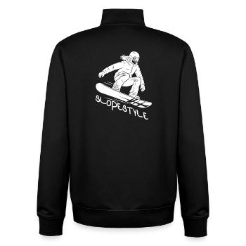 Slopestyle Snowboard Action Geschenk - Unisex Organic Zip Sweatshirt von Stanley/Stella - Schwarz - Hinten - AI Model Male 185 light (185cm)