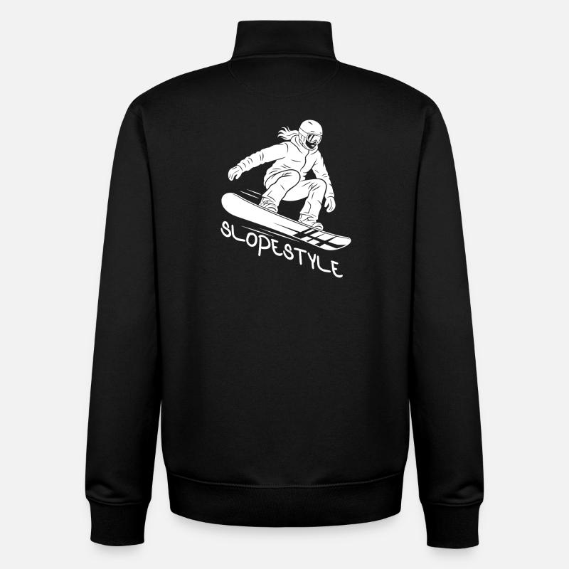 Slopestyle Snowboard Action Geschenk - Unisex Organic Zip Sweatshirt von Stanley/Stella - Schwarz