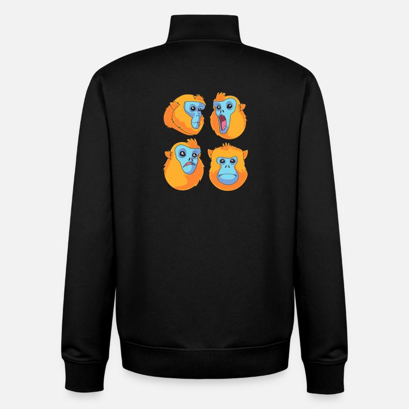 Snub-nosed monkey Monkey Chimpanzee - Unisex Organic Zip Sweatshirt by Stanley/Stella - black