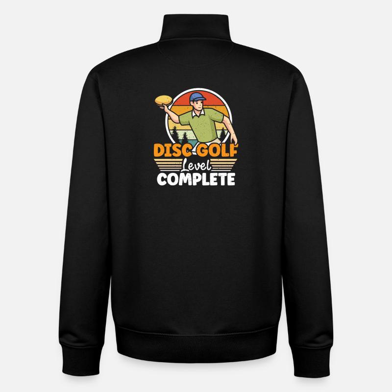 Cadeaux de disc golf Disc Golf - Sweat zippé unisexe en coton bio Stanley/Stella - noir