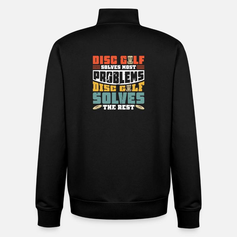 Cadeaux de disc golf Disc Golf - Sweat zippé unisexe en coton bio Stanley/Stella - noir