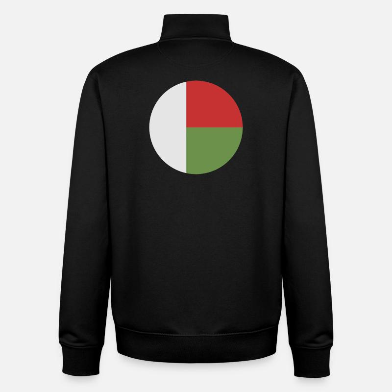 Drapeau rond de Madagascar - Sweat zippé unisexe en coton bio Stanley/Stella - noir