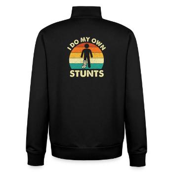 Ich mache meine eigenen Stunts, lustige Beinverletzungs-Genesung - Unisex Organic Zip Sweatshirt von Stanley/Stella - Schwarz - Hinten - AI Model Male 185 light (185cm)
