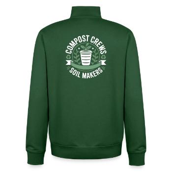 Équipes de compostage, fabricants de sol, jardiniers, - Sweat zippé unisexe en coton bio Stanley/Stella - vert bouteille - Dos - AI Model Male 185 dark (185cm)