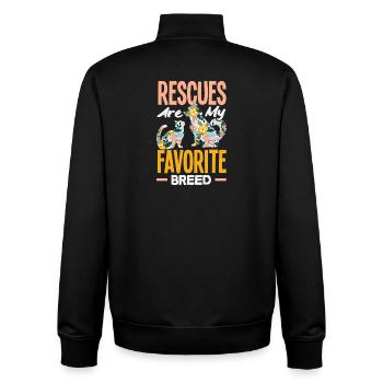 Les animaux recueillis sont ma race préférée - Sweat zippé unisexe en coton bio Stanley/Stella - noir - Dos - AI Model Male 185 light (185cm)