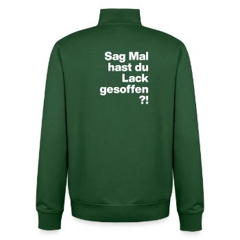SAG MAL, HAST DU LACK GESOFFEN? SARKASMUS GESCHENK - Unisex Organic Zip Sweatshirt von Stanley/Stella - Flaschengrün - Hinten - AI Model Male 185 dark (185cm)