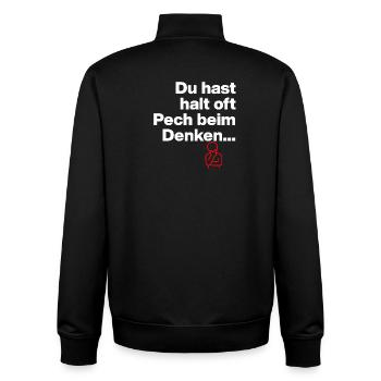 DU HAST HALT PECH BEIM DENKEN.. SARKASMUS GESCHENK - Unisex Organic Zip Sweatshirt von Stanley/Stella - Schwarz - Hinten - AI Model Male 185 light (185cm)