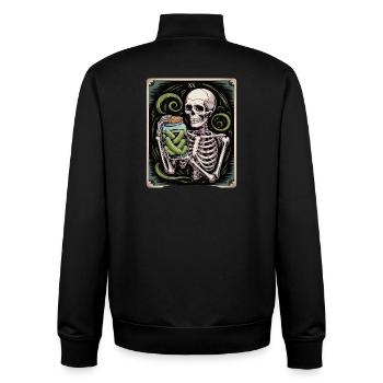 Tarotkarte XX Skelett Mit Essiggurken Glas - Unisex Organic Zip Sweatshirt von Stanley/Stella - Schwarz - Hinten - AI Model Male 185 light (185cm)