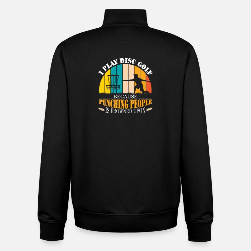 Cadeaux de disc golf Disc Golf - Sweat zippé unisexe en coton bio Stanley/Stella - noir