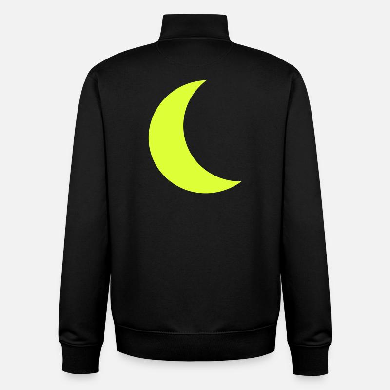 Jaune néon de Croissant de Lune - Sweat zippé unisexe en coton bio Stanley/Stella - noir