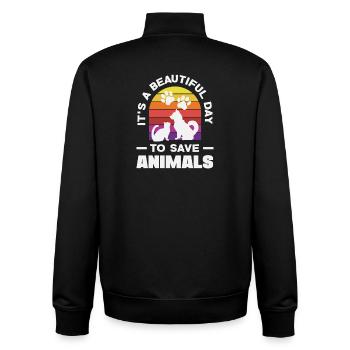 Belle journée pour sauver des animaux Parrainage animal - Sweat zippé unisexe en coton bio Stanley/Stella - noir - Dos - AI Model Male 185 light (185cm)