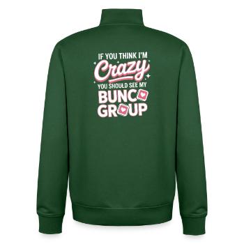Arnaque, proverbes, jeu de dés, cadeau drôle d’arnaque, - Sweat zippé unisexe en coton bio Stanley/Stella - vert bouteille - Dos - AI Model Male 185 dark (185cm)