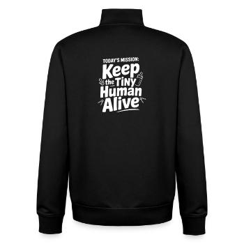 Today's Mission: Keep the Tiny Human Alive - Unisex Organic Zip Sweatshirt by Stanley/Stella - black - Back - AI Model Male 185 light (185cm)