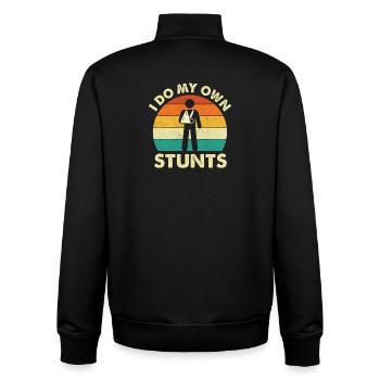 Ich mache meine eigenen Stunts, Komische Armverletzungs-Genesung - Unisex Organic Zip Sweatshirt von Stanley/Stella - Schwarz - Hinten - AI Model Male 185 light (185cm)