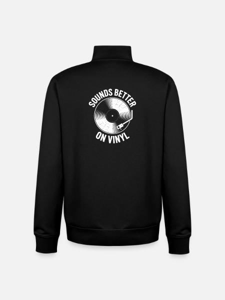 Sounds Better on Vinyl - Unisex Organic Zip Sweatshirt by Stanley/Stella - black