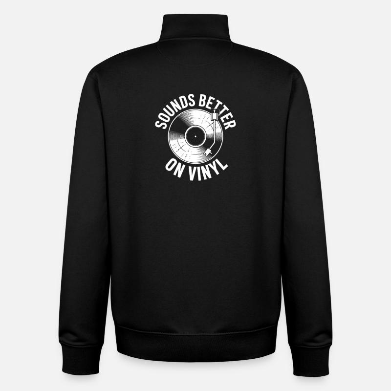 Sounds Better On Vinyl Logo - Unisex Organic Zip Sweatshirt by Stanley/Stella - black