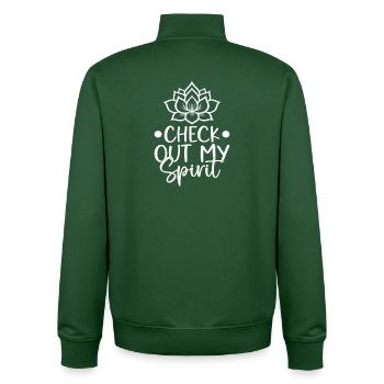 Pilates Enthusiasts Check Out My Spirit Pilates - Unisex Organic Zip Sweatshirt by Stanley/Stella - bottle green - Back - AI Model Male 185 dark (185cm)