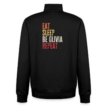 Eat Sleep Be Olivia Repeat Retro Name - Unisex Organic Zip Sweatshirt by Stanley/Stella - black - Back - AI Model Male 185 light (185cm)