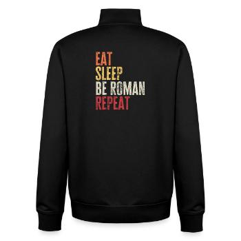 Iss, schlaf, sei römisch, wiederhol Retro-Name - Unisex Organic Zip Sweatshirt von Stanley/Stella - Schwarz - Hinten - AI Model Male 185 light (185cm)