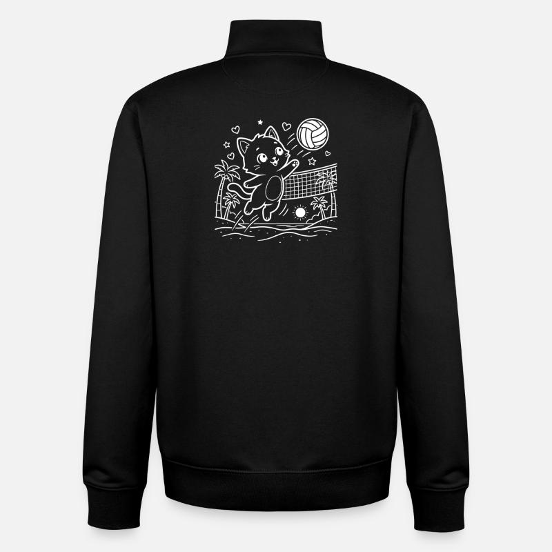 Kawaii Katze Beachvolleyball - Unisex Organic Zip Sweatshirt von Stanley/Stella - Schwarz