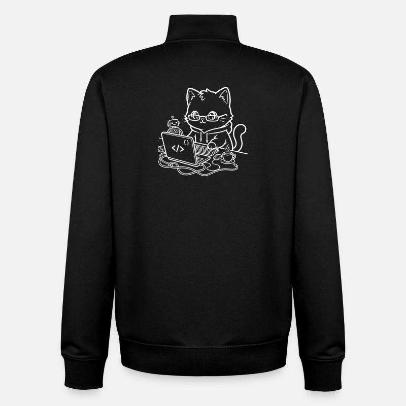 Coder Kawaii Katze Programmierer - Unisex Organic Zip Sweatshirt von Stanley/Stella - Schwarz