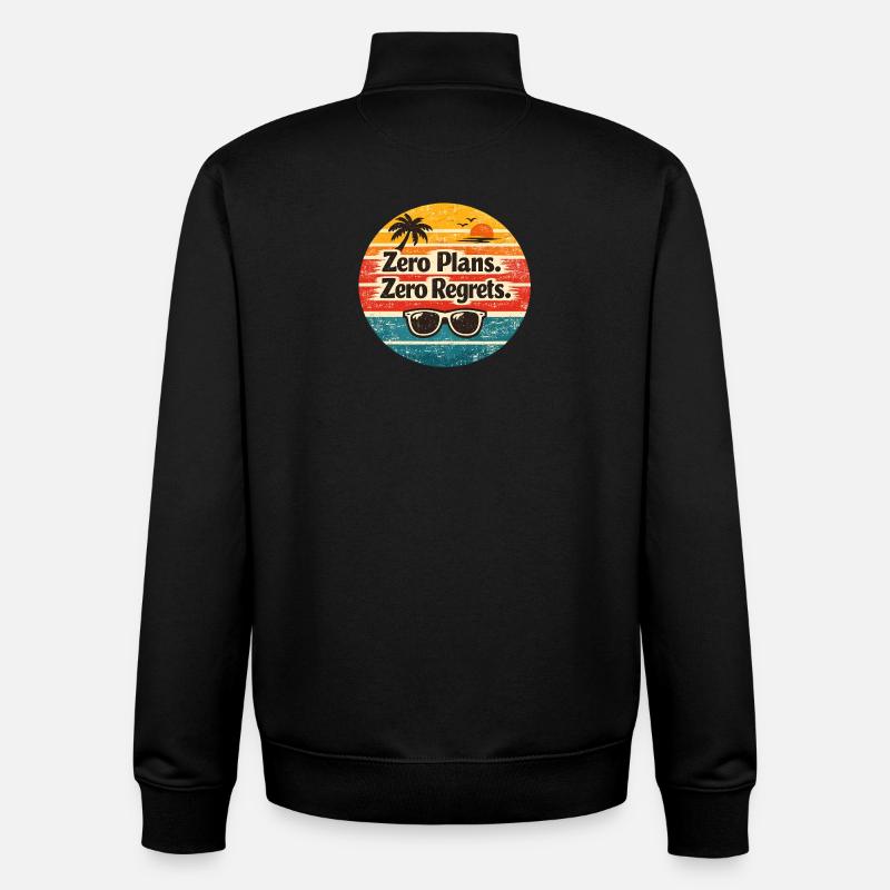 Beach Vibes – Zero Plans Zero Regrets - Unisex Organic Zip Sweatshirt by Stanley/Stella - black