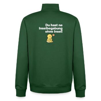 DU HAST NE INSELSBEGABUNG OHNE INSEL! - Unisex Organic Zip Sweatshirt von Stanley/Stella - Flaschengrün - Hinten - AI Model Male 185 dark (185cm)