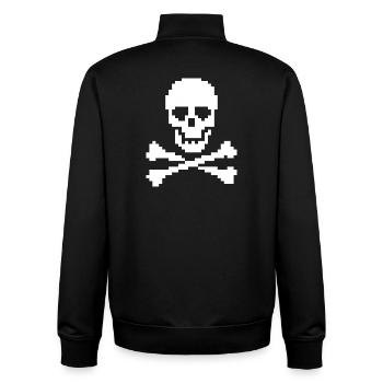 Pixel Totenkopf gekreuzte Knochen - Unisex Organic Zip Sweatshirt von Stanley/Stella - Schwarz - Hinten - AI Model Male 185 light (185cm)