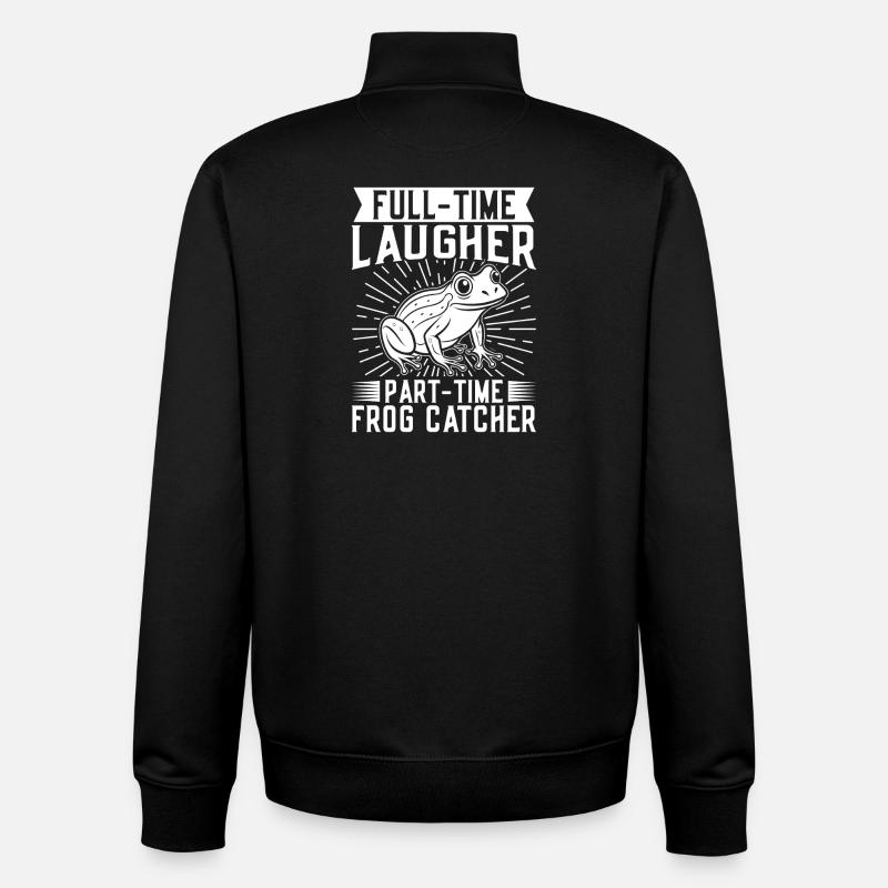 Frog Catcher Full-Time Laugher Frog - Unisex Organic Zip Sweatshirt by Stanley/Stella - black
