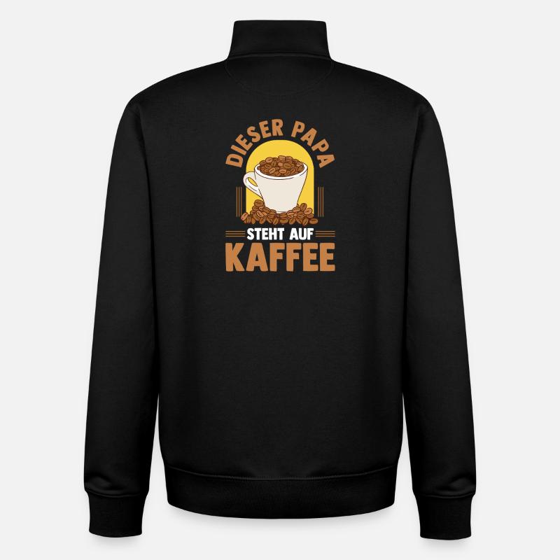 Café, Fête des pères, Papa - Sweat zippé unisexe en coton bio Stanley/Stella - noir