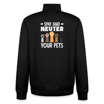 Kastrieren Sie Ihr Haustier Adoptieren Sie Ein - Unisex Organic Zip Sweatshirt von Stanley/Stella - Schwarz - Hinten - AI Model Male 185 light (185cm)