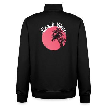 Beach Vibes Palm Sunset Design - Unisex Organic Zip Sweatshirt by Stanley/Stella - black - Back - AI Model Male 185 light (185cm)