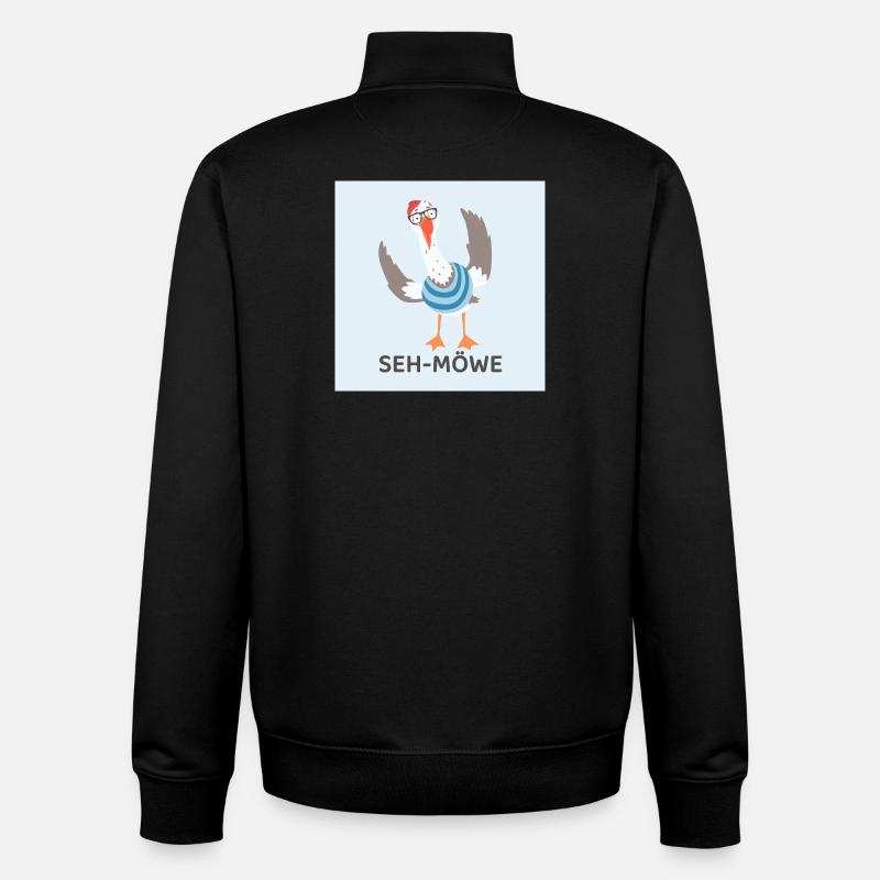 SEH-MÖWE – Mouette drôle - Sweat zippé unisexe en coton bio Stanley/Stella - noir