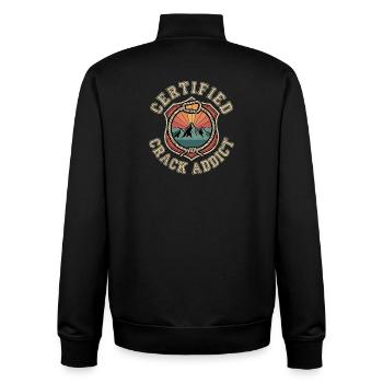Certified Crack Addict Climbing Boulder Fan - Unisex Organic Zip Sweatshirt by Stanley/Stella - black - Back - AI Model Male 185 light (185cm)