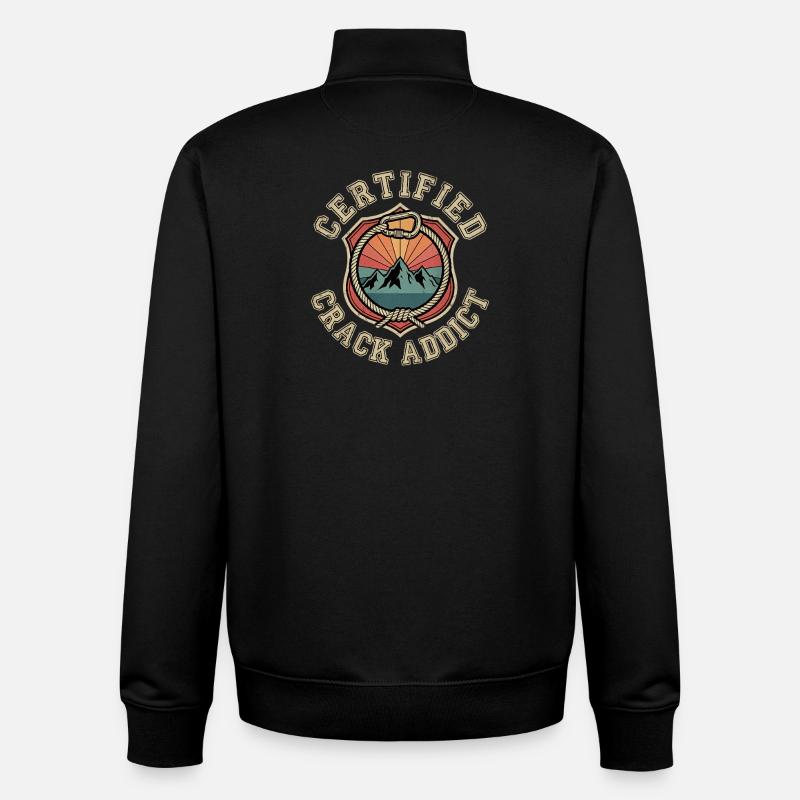 Certified Crack Addict Klettern Boulder Fan - Unisex Organic Zip Sweatshirt von Stanley/Stella - Schwarz