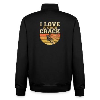 I Love A Good Crack Klettern Humor Spruch - Unisex Organic Zip Sweatshirt von Stanley/Stella - Schwarz - Hinten - AI Model Male 185 light (185cm)