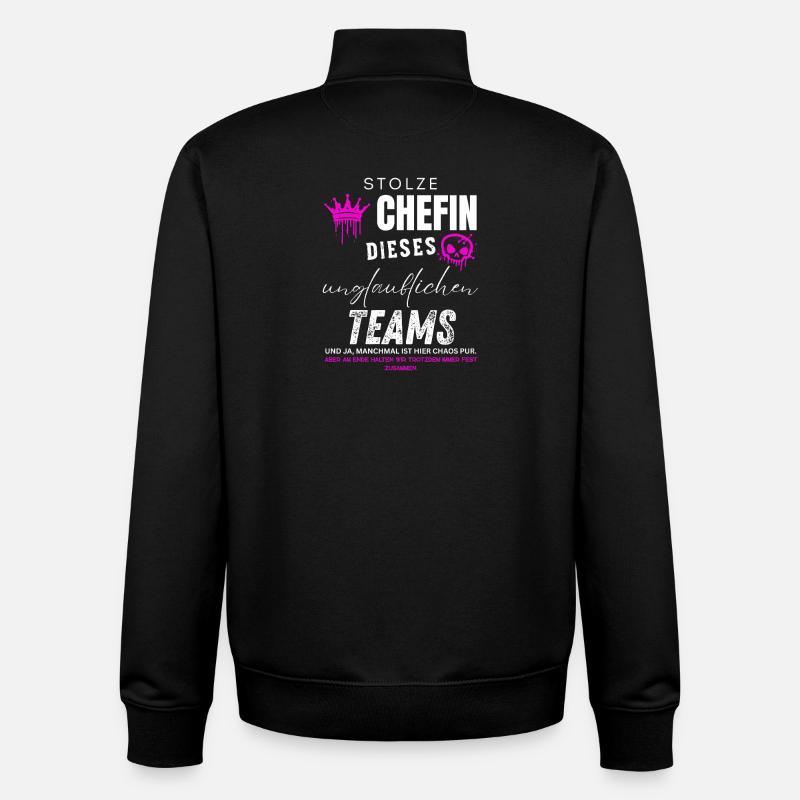 Stolze Chefin unglaubliches Team Chefin Geschenke - Sweat zippé unisexe en coton bio Stanley/Stella - noir