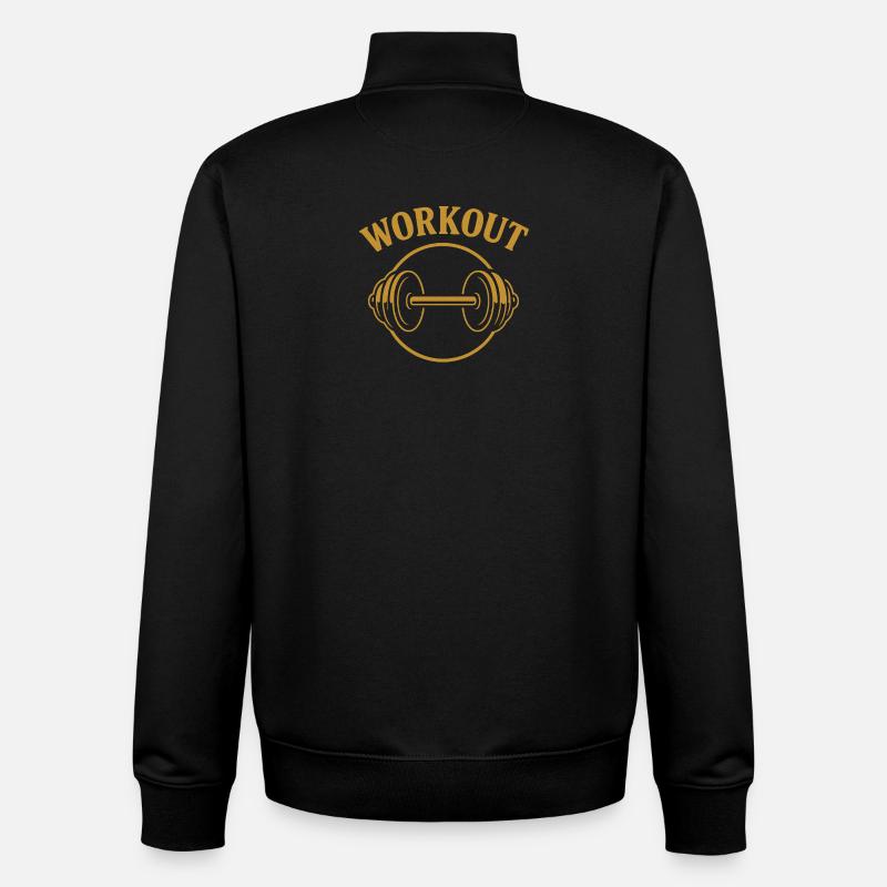 Golden Dumbbell-Workout - Unisex Organic Zip Sweatshirt von Stanley/Stella - Schwarz