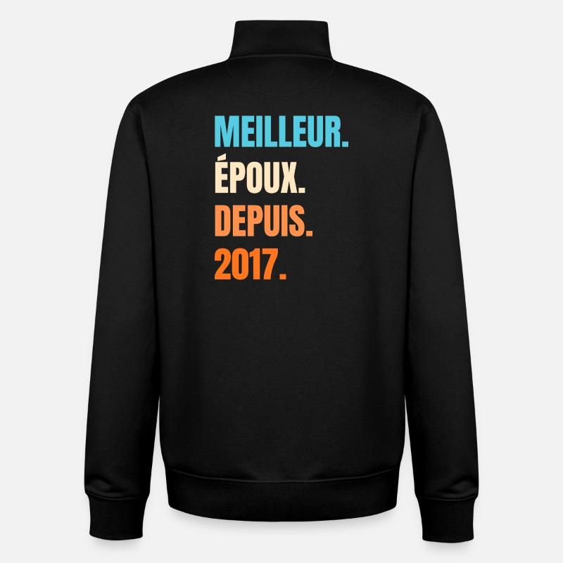 Meilleur Époux Depuis 2017 Cadeau Mari - Sweat zippé unisexe en coton bio Stanley/Stella - noir