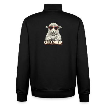 Chill Sheep with Controller - Unisex Organic Zip Sweatshirt by Stanley/Stella - black - Back - AI Model Male 185 light (185cm)