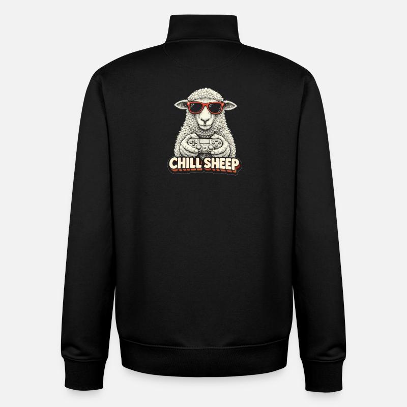 Chill Sheep avec Controller - Sweat zippé unisexe en coton bio Stanley/Stella - noir
