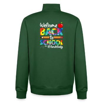 Lunch Lady Crew Tie Dye Leopard Back to School - Unisex Organic Zip Sweatshirt von Stanley/Stella - Flaschengrün - Hinten - AI Model Male 185 dark (185cm)