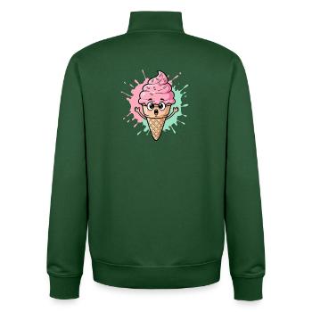Cornet de glace Kawaii avec des vermicelles - Sweat zippé unisexe en coton bio Stanley/Stella - vert bouteille - Dos - AI Model Male 185 dark (185cm)