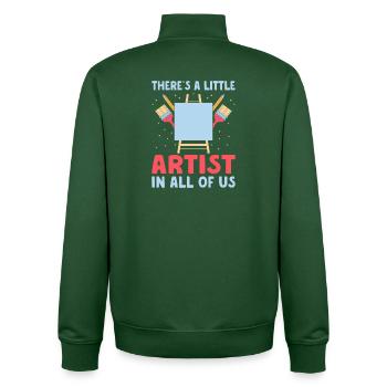 Artist Painter Graphic Little Artist In All Of Us - Unisex Organic Zip Sweatshirt by Stanley/Stella - bottle green - Back - AI Model Male 185 dark (185cm)