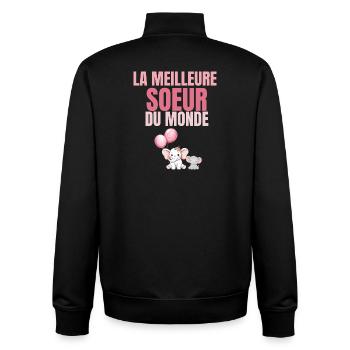 Die beste Schwester in der rosa Welt - Unisex Organic Zip Sweatshirt von Stanley/Stella - Schwarz - Hinten - AI Model Male 185 light (185cm)