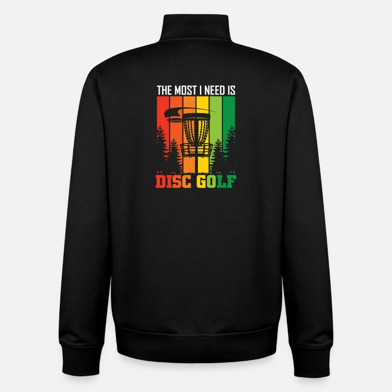 Cadeaux de disc golf Disc Golf - Sweat zippé unisexe en coton bio Stanley/Stella - noir