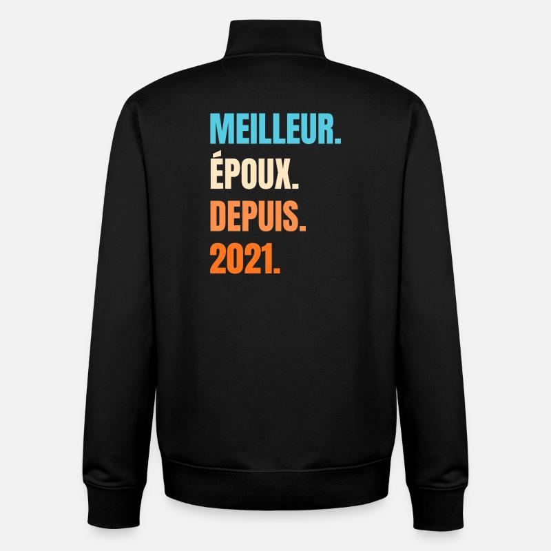 Bester Ehemann seit 2021 Geschenk-Ehemann - Unisex Organic Zip Sweatshirt von Stanley/Stella - Schwarz