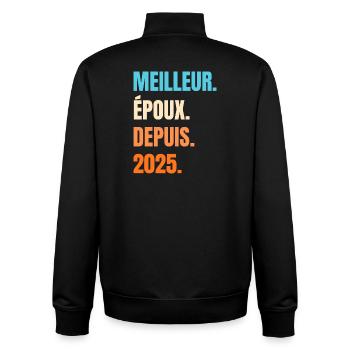 Bester Ehemann seit 2025 Geschenk-Ehemann - Unisex Organic Zip Sweatshirt von Stanley/Stella - Schwarz - Hinten - AI Model Male 185 light (185cm)